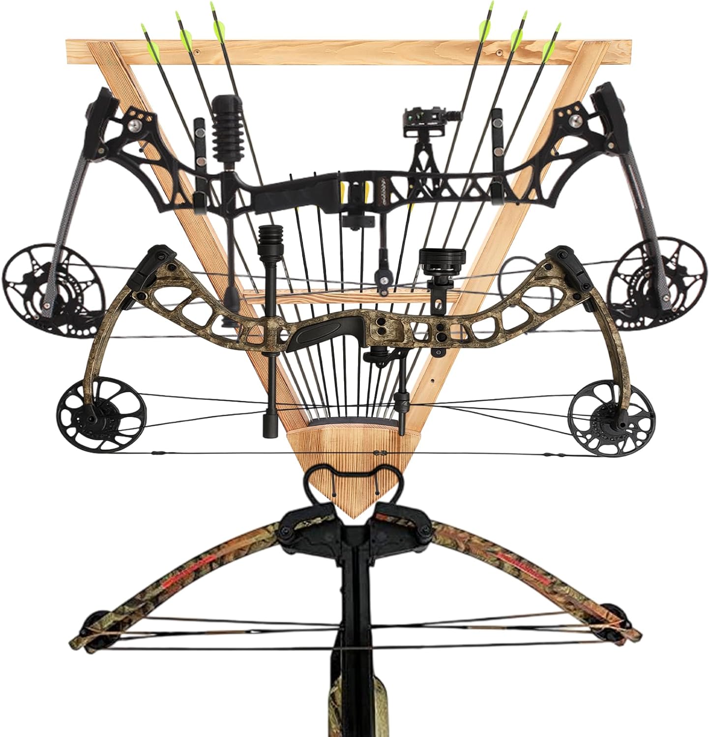 Wall Mounted Bow and Arrow Display Rack for Hunting and Archery Accessories 3-Bow Holder & 12-Arrow Storage Crossbow Holder Compound Bows Stand for Wall