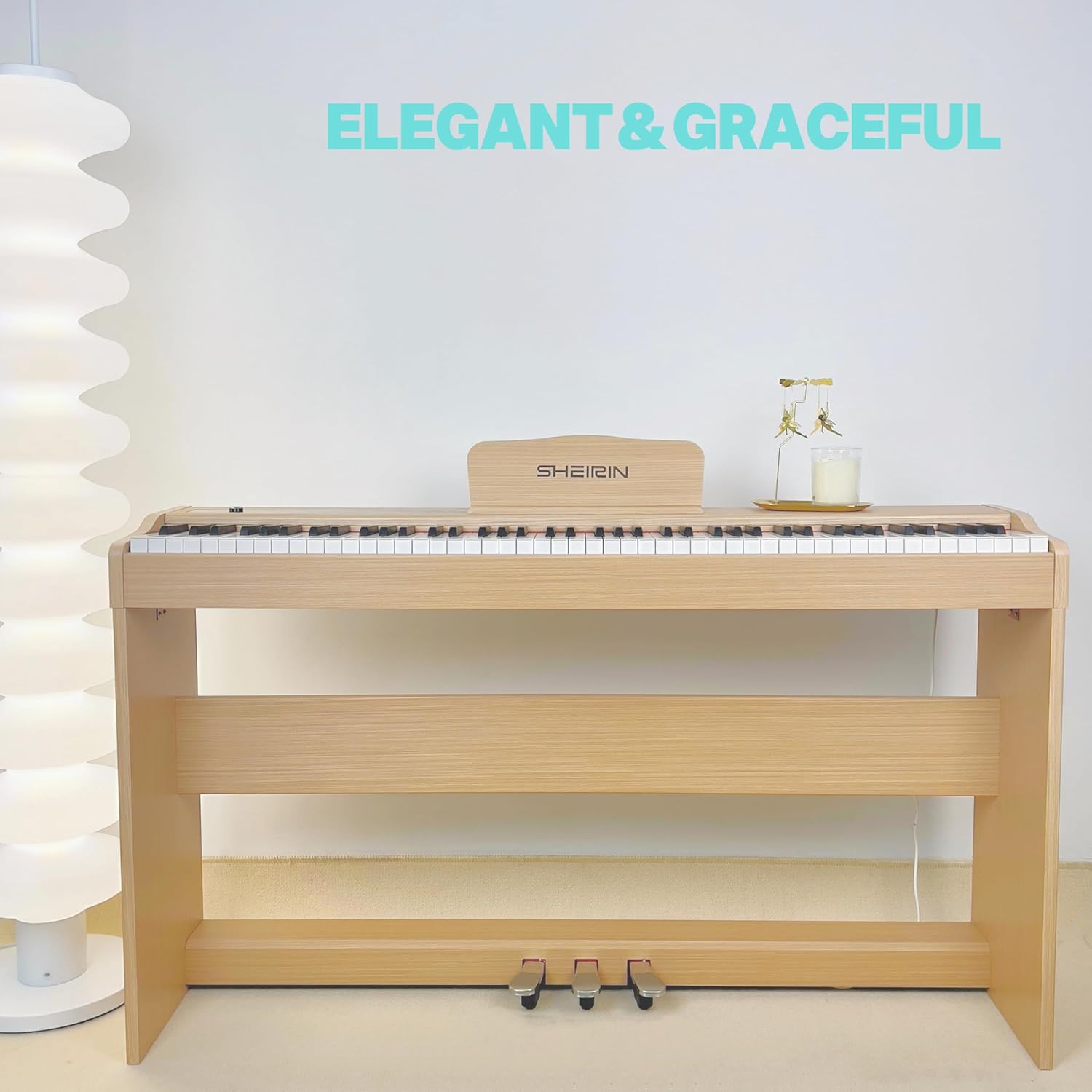 Digital Piano Fully Weighted Keyboard 88 Keys Upright Acoustic Hammer Action Electric Stand Pedal Beginners Instrument SR-EH80