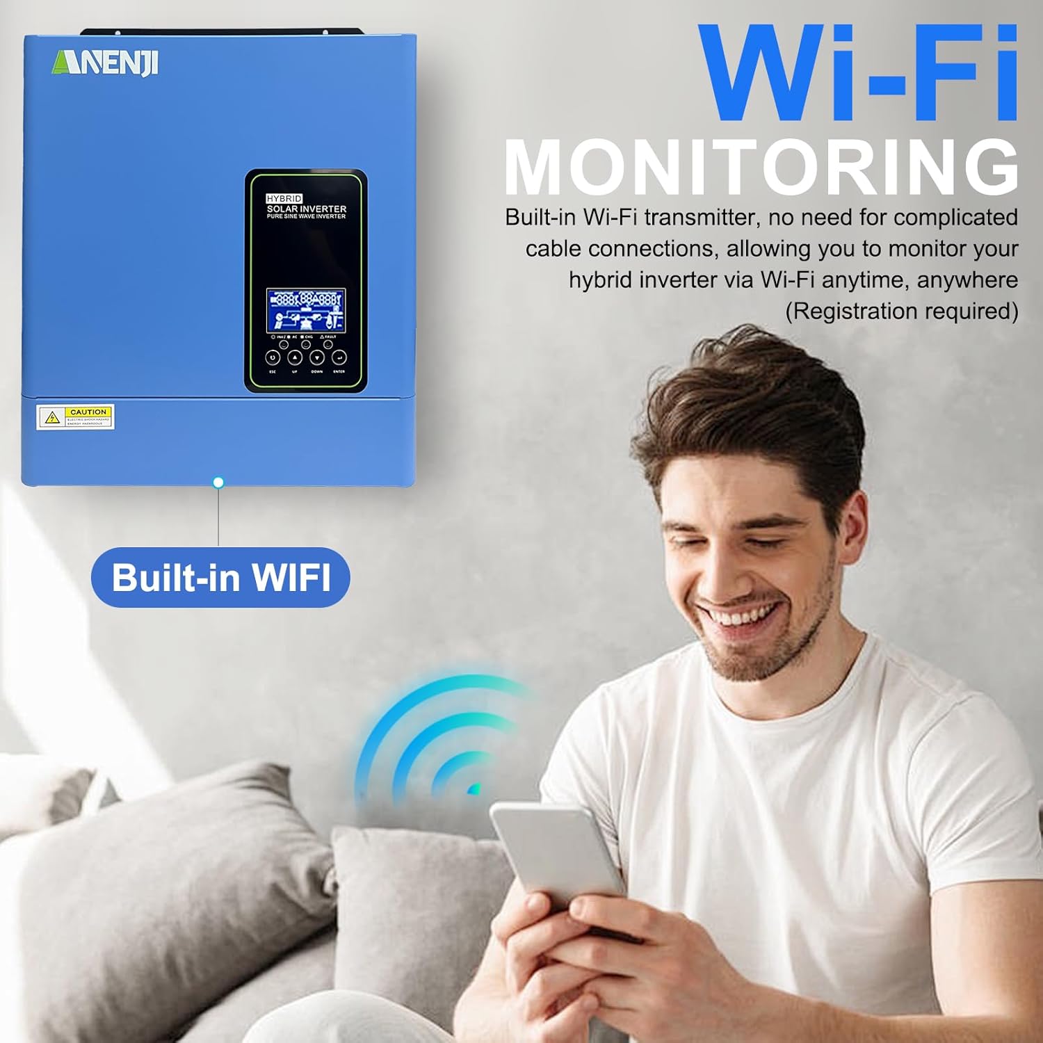 3000W Hybrid Inverter, 24Vdc to 110Vac Solar Inverter Charger Built-in 100A MPPT Controller, Pure Sine Wave PV Power Converter, Supports Battery-Less or AGM Lithium Battery