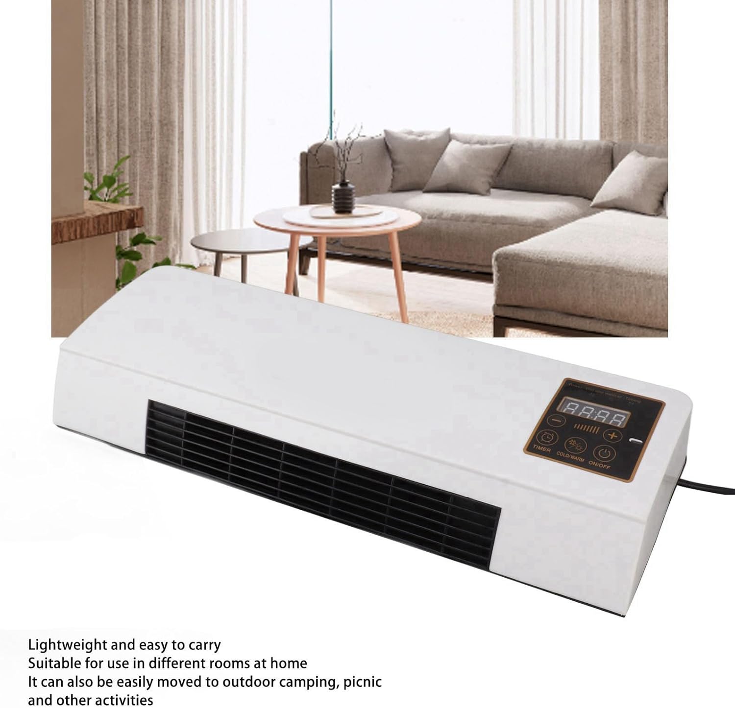 ZJchao Dual Use Wall Mounted Heating Machine, Small Air Conditioner Highly Efficient Blows Nature and Hot Air Fan Wide Angles Mobile Mini Air Conditioning Hot Fan for Bedroom Living Room Office