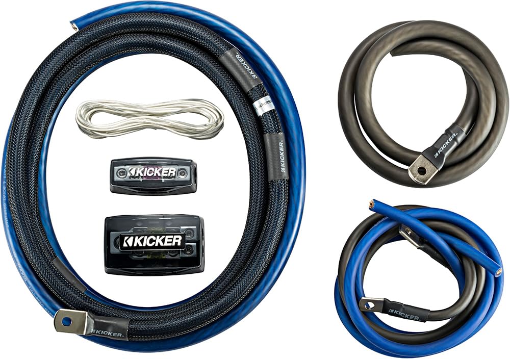 Kicker 46PKD1 PKD1 1/0AWG Dual Amplifier Power Kit - Power, Ground, Distribution Block, Remote Wire and Fuse Block.