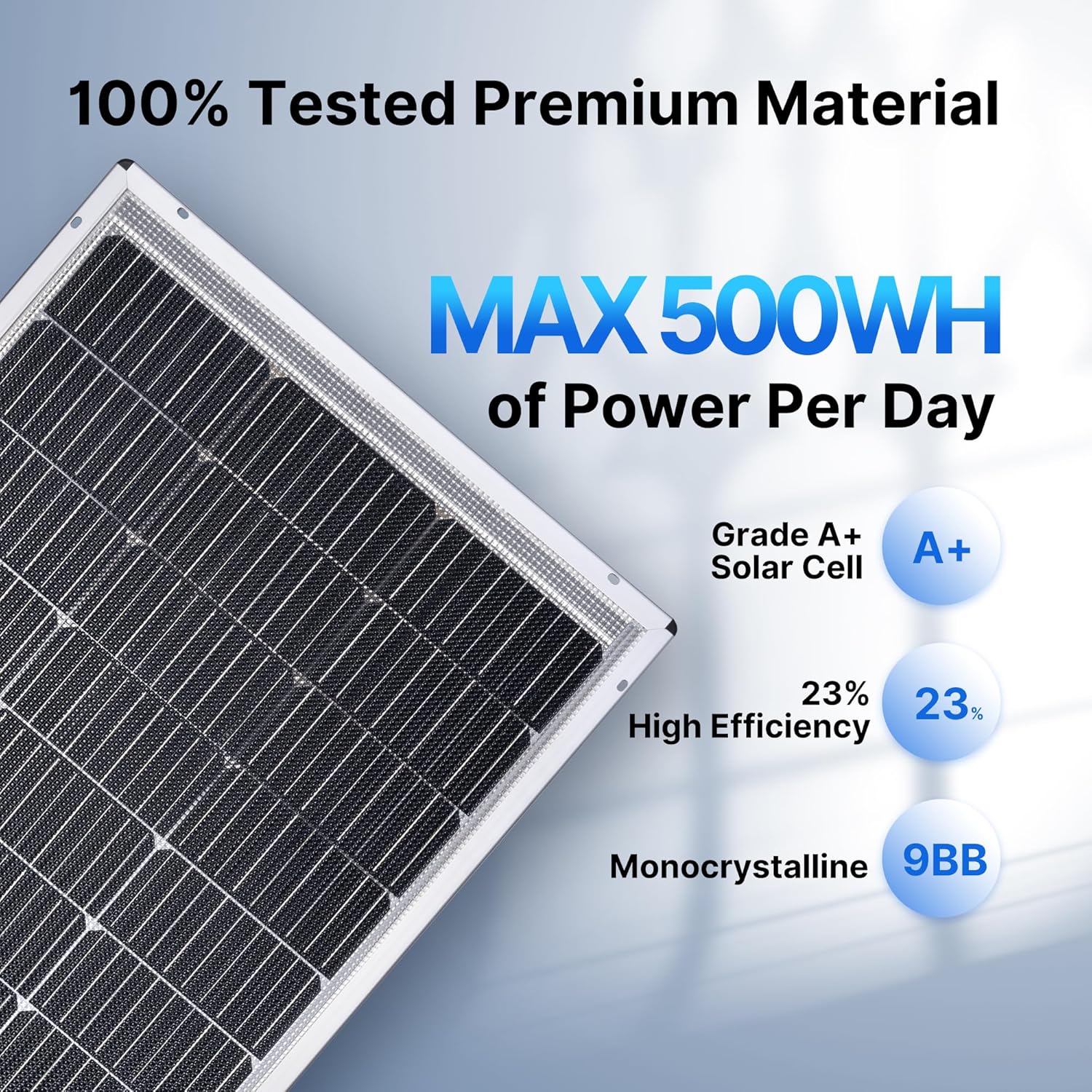 Bifacial 100W 12V Solar Panel 9BB Monocrystalline Cell 12 Volt for Marine RV Trailer Boat Cabin Van Car Uneven Surfaces 12V Battery Charge