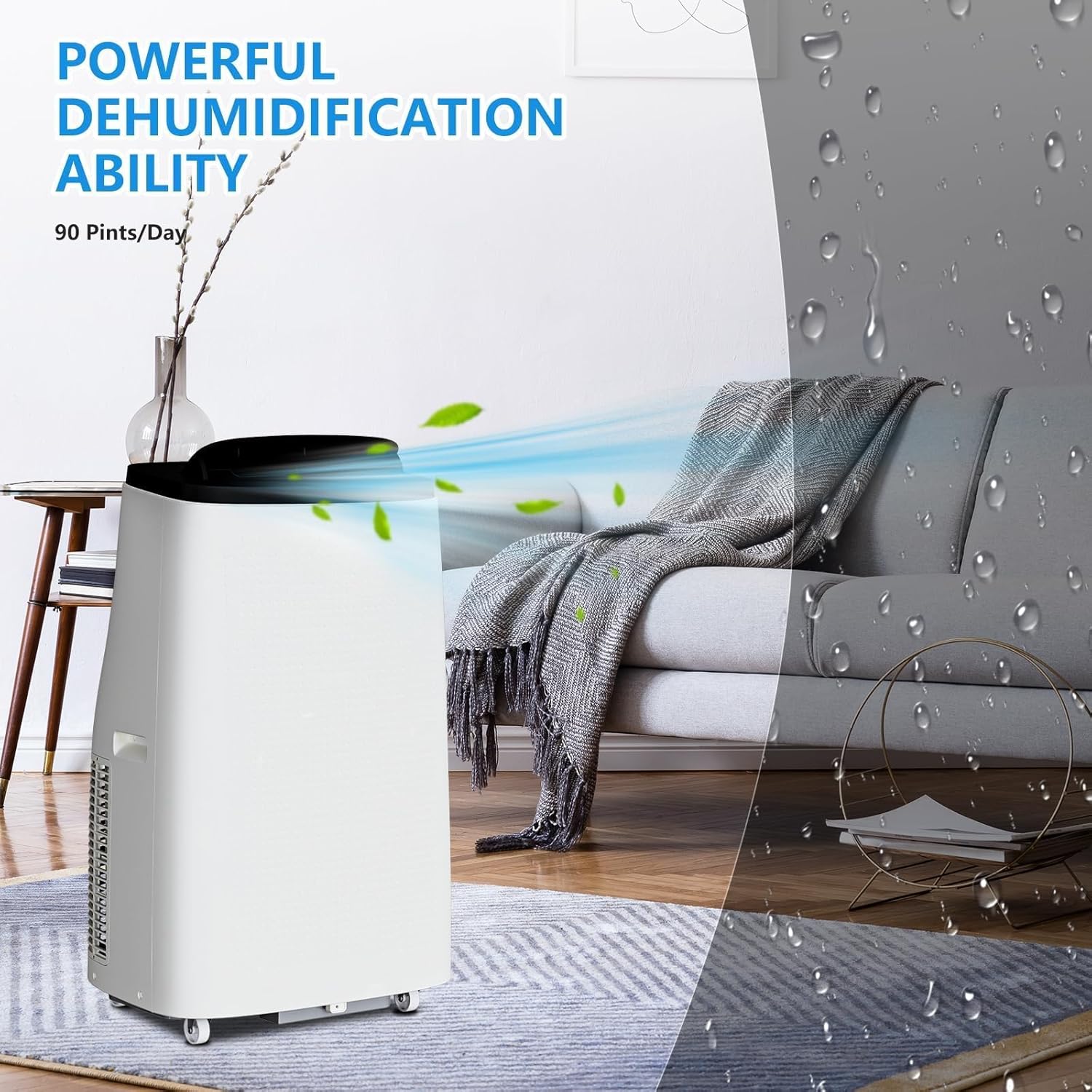 14000 BTU Portable Air Conditioner,3-in-1 Cooling Unit With Fan,Fehumidifier, And Refrigeration Functions, Featuring 3 Speed Settings, Energy Efficiency, Low Noise Operation, and Timer.