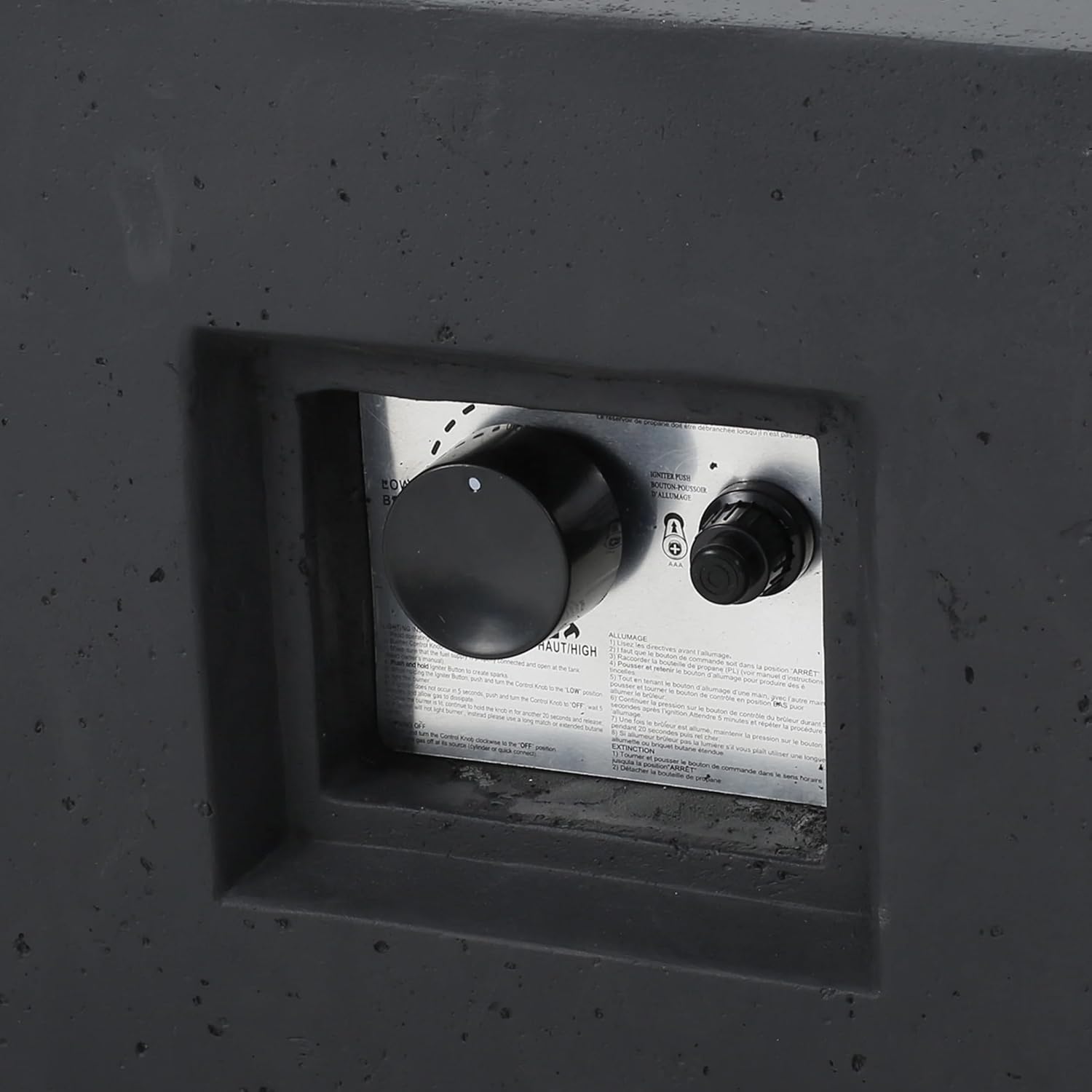 39.25-inch Outdoor Propane Fire Pit with Tank Holder, 50000 BTU Modern Concrete Square Fire Pit Table, Dark Grey Patio Heater for Deck & Backyard, No Assembly Required - Dark Gray