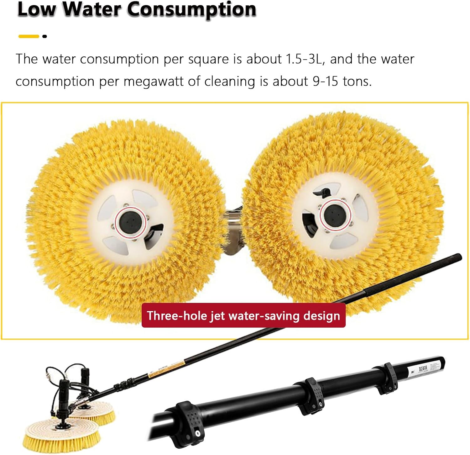 Solar Panel Cleaning Tool, Solar Panel Cleaning Brush and Pole Water Fed Pole Kit, Double Head Automatic Window Glass Washing Equipment for Household & Outdoor,Mains-Version-5.5m