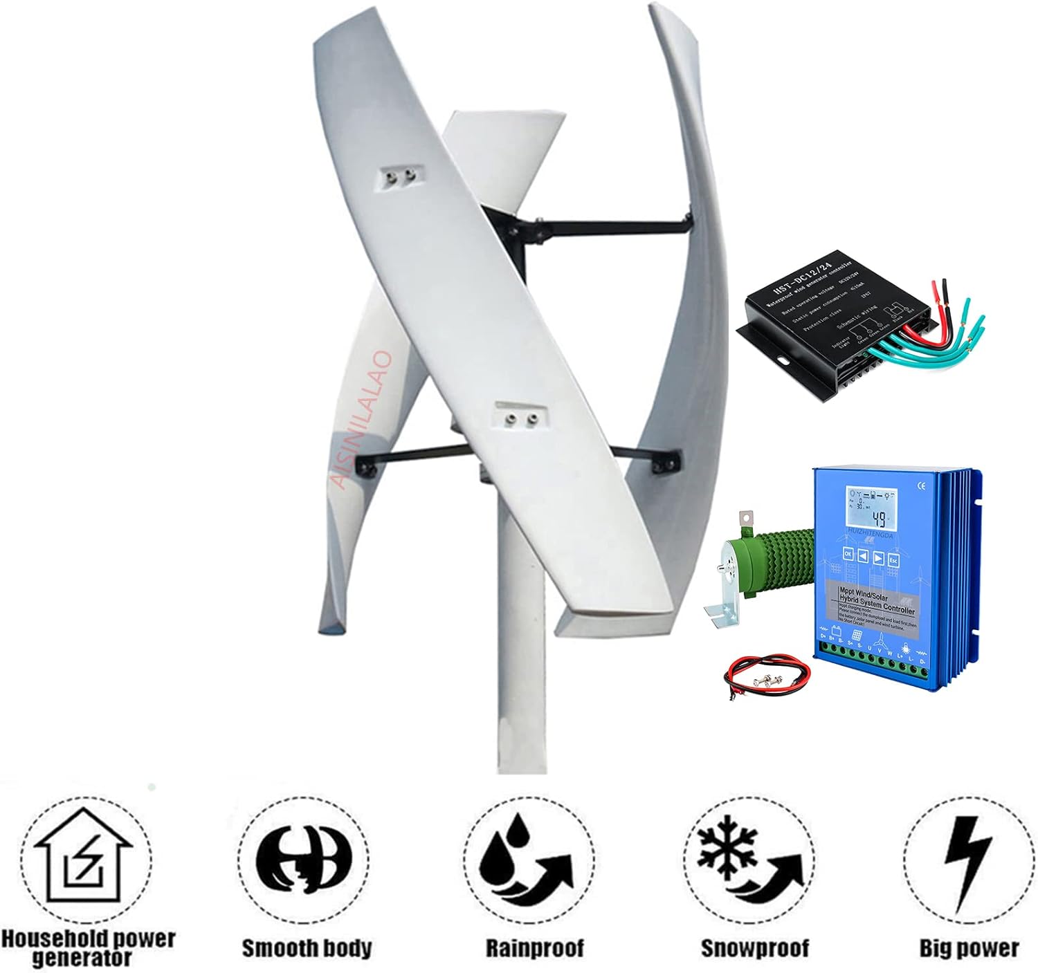 3000W Low Noise Vertical Wind Turbine Generator,24V 48V 220V Household Turbines Generator for Home Or Streetlight Projects (3 Blades)