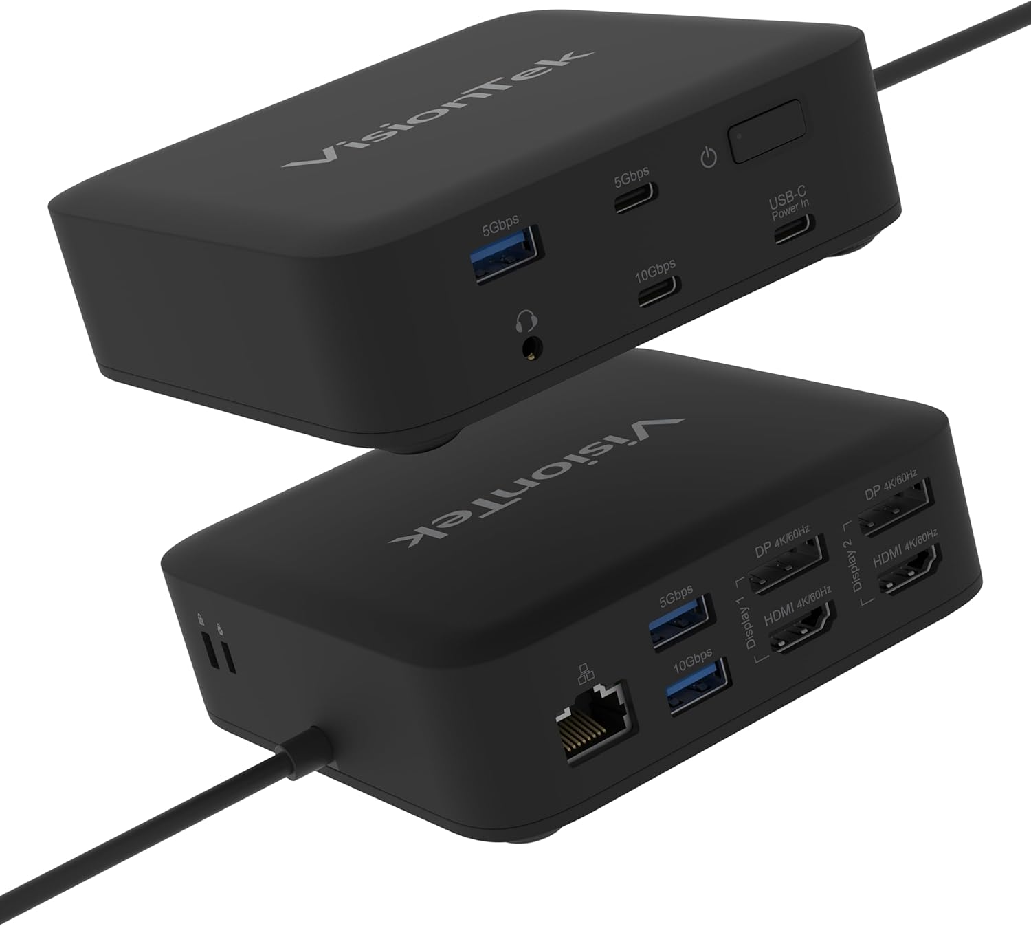 VisionTek VT1200DL Universal Dual 4K DisplayLink Docking Station – 2X HDMI, 2X DisplayPort, 100W Power Passthrough, USB-A, USB-C, Audio, Ethernet – Compatible with Windows, macOS, ChromeOS