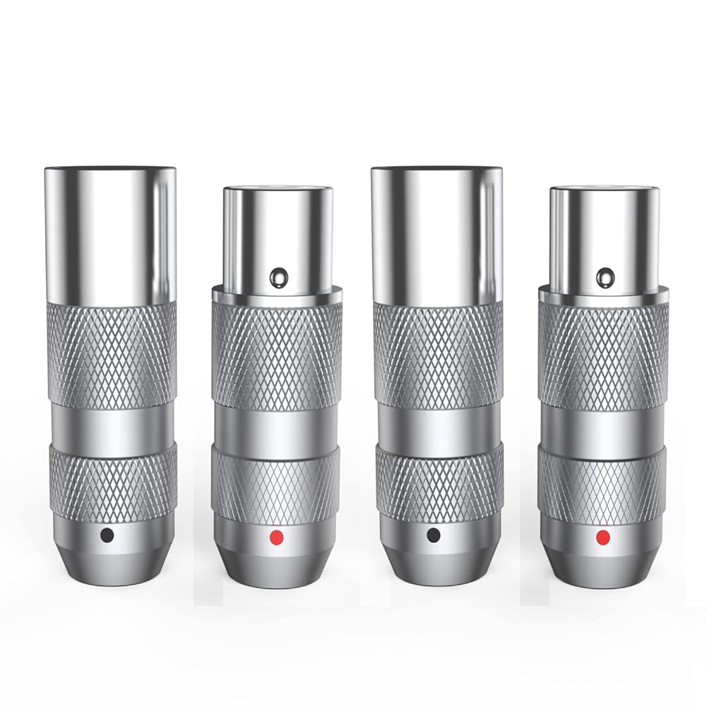 Viborg Hi-End XLR Connectors 3Pins Solder Type Balance Plug, 2 Male and 2 Female Pure Copper Rhodium Plated Terminals for DMX Mic Mixer Amplifier Speaker and Audio Equalizer