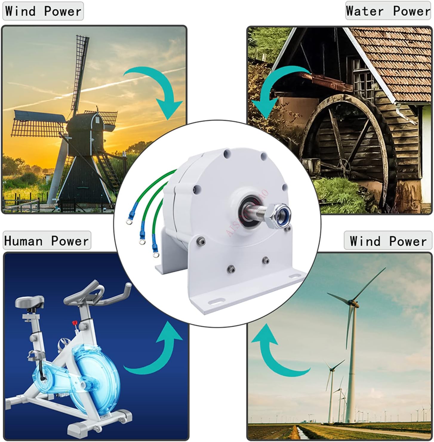 9000W 3 Phase Gearless Permanent Magnet Generator 12V 24V 48V 220V AC Alternator with Base for Water Wind Turbine Generator (with Controller)