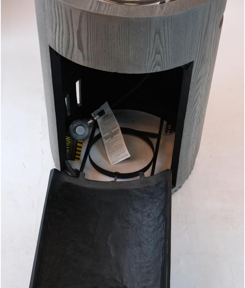 32000 BTU Round Outdoor Gas Fire Pit with Lava Stones, Rainproof Cover, Magnesium Oxide Cultured Stone Surface, 19.7