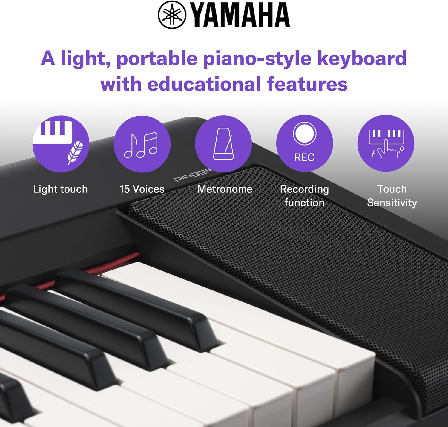 Yamaha NP-15 Piaggero Digital Keyboard - Lightweight and Portable Keyboard with 61 Velocity Keys and 15 Tone Colours
