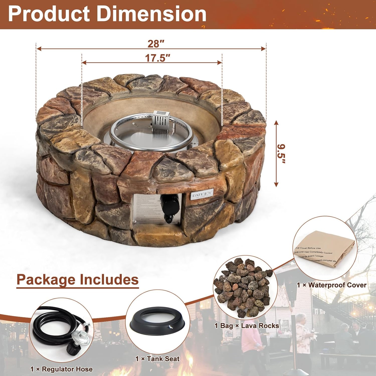 Outdoor Propane Fire Pit, 28