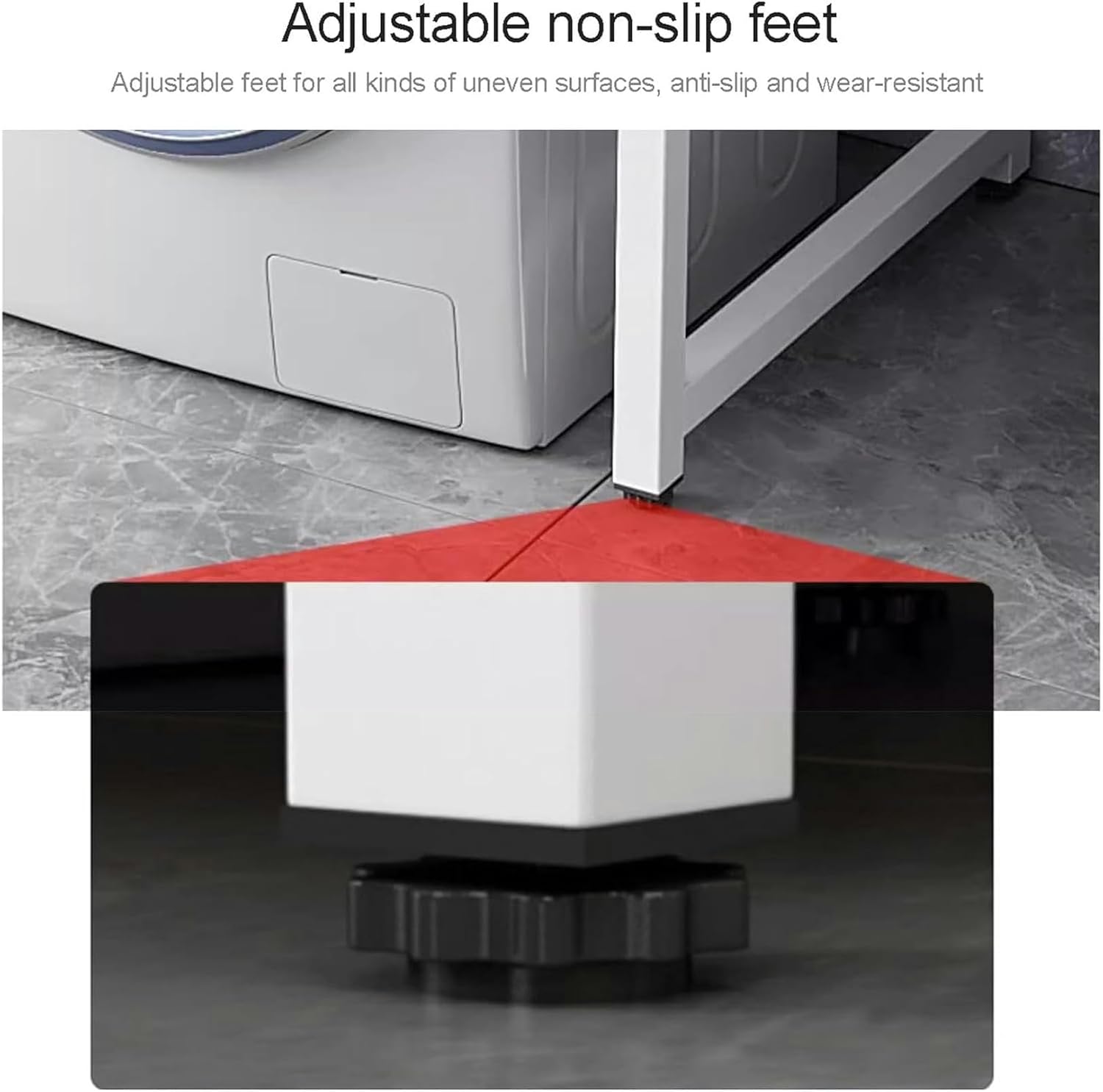 Drum Washing Machine Storage Rack Small Kitchen Bathroom Shelf with Adjustable Non Slip Feet, Space Saving Washing Machine Shelf Unit Freestanding Over Washing Machine Organiser Sh