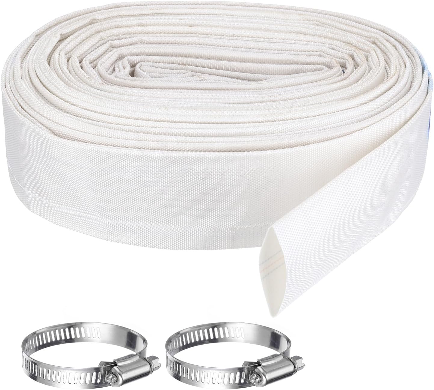 Pool Backwash Hose,2 Inch x 98.4ft Drain Discharge Pump Hoses,2pcs Clamps,White YESSC904