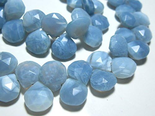 13 inch natural beads strand of 9mm faceted heart blue opal gemstone briolletes beads for DIY jewelry - necklace, bracelet, earring, ring.
