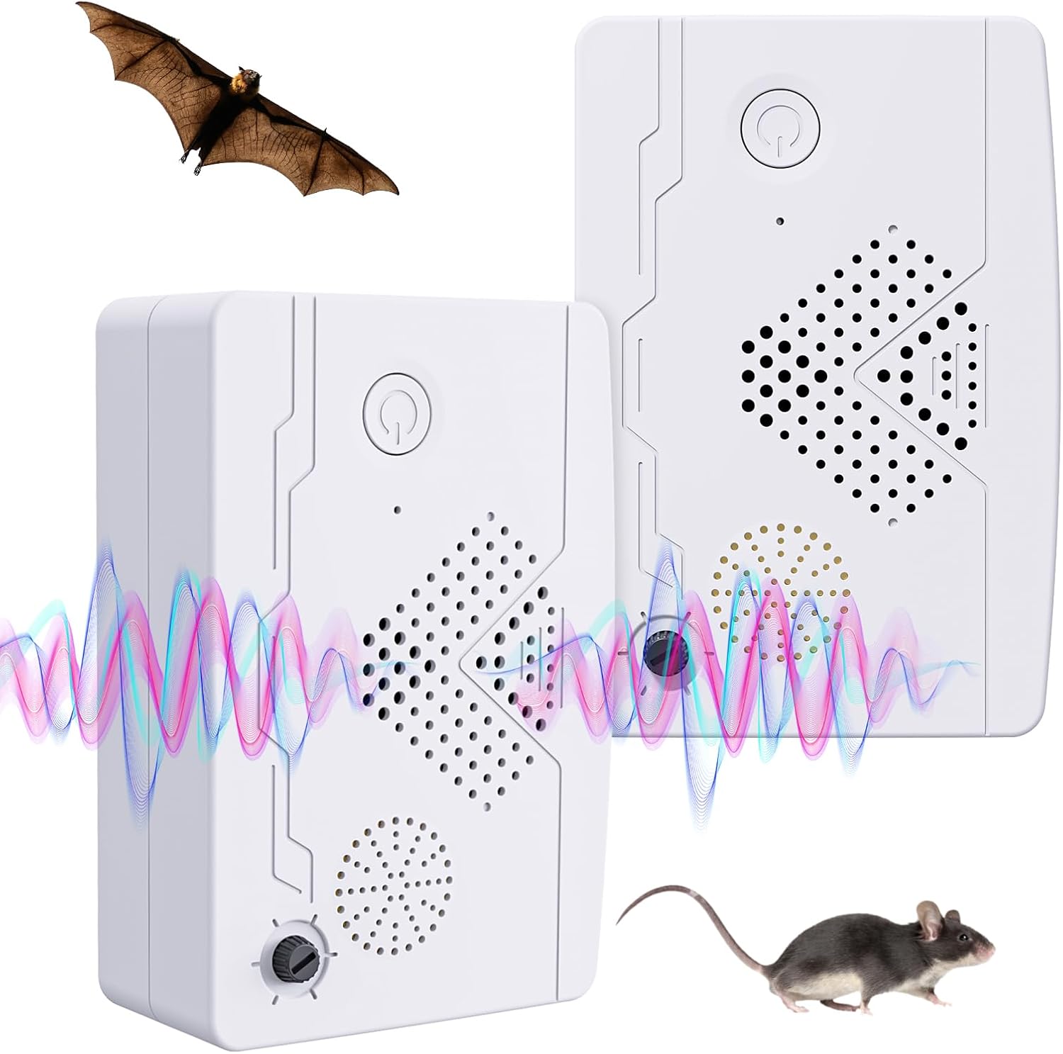 Ultrasonic Bat Repellent 2 Pack, Ultrasonic Pest Mouse Bat Reject Repelling System, Ultrasonic Pest Repeller for House Indoor Pest Bat Squirrel Cat Repellent Outdoor, Keep Bat and Pest Flee Away