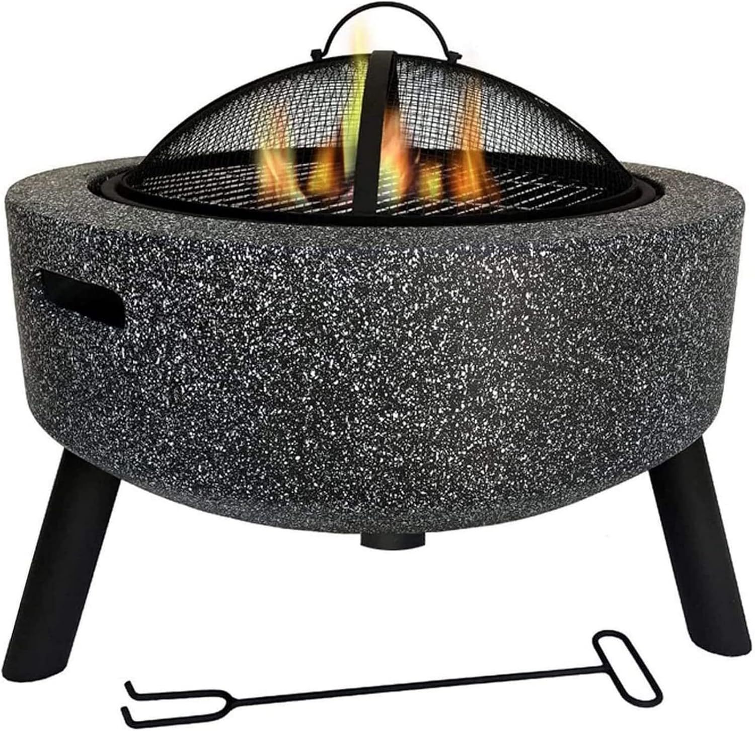Garden Fire Pit Portable Grill Barbecue Rack Outdoor Fire Pits Fire Bowl, Magnesia Barbecue Grill, for Outdoor Garden Fire Pit Heating/Barbecuing, Garden Terrace for Camping Backyard, Black (Black)
