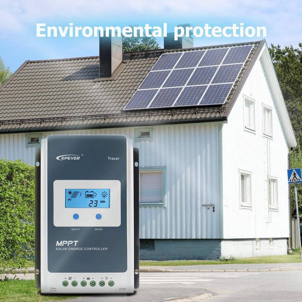 EPEVER 40A MPPT Solar Charge Controller 12/24V DC Tracer-an Series Charge Controller with MT52 Remote Meter &Temperature Sensor &RS485 Cable fit for Lithium, Sealed, AGM Battery Negative Grounded