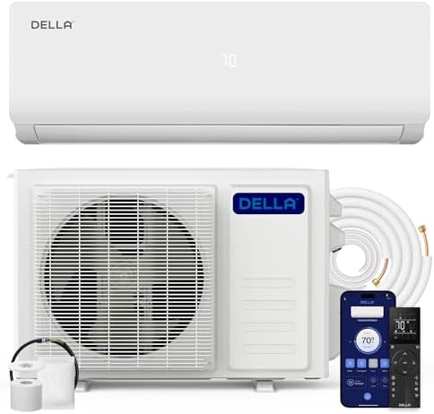 DELLA Vario Series 12000 BTU Mini Split AC, Work with Alexa and Wifi, 20.5 SEER2 Cools Up to 550 Sq.Ft, Energy Efficient, 115V Ductless Inverter System, Pre-Charged Heat Pump and 16.4ft Kits