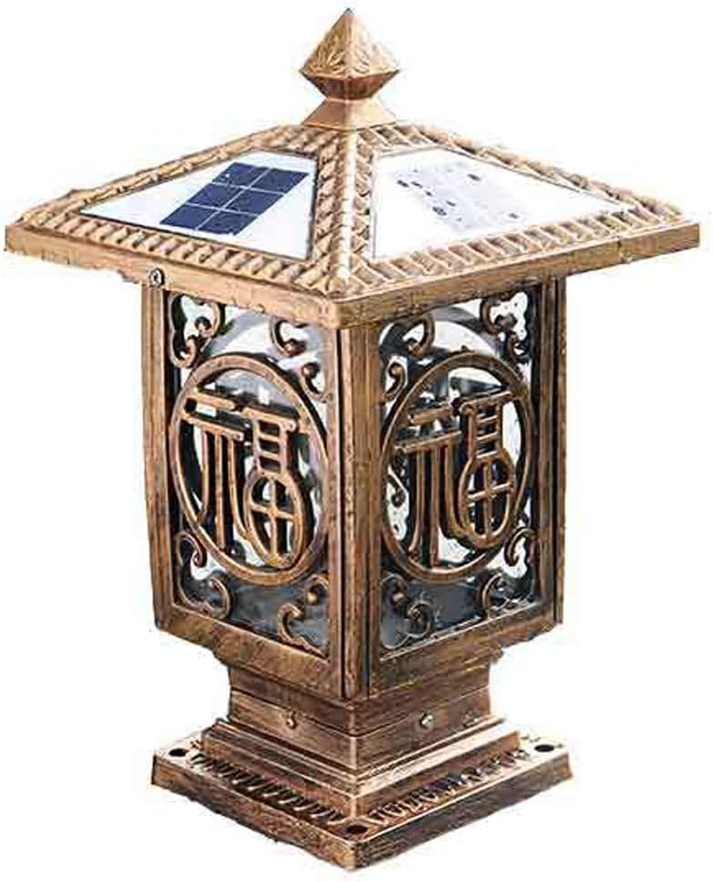 Solar Post Cap Lamp, LED Outdoor Waterproof Column Light, Chinese Villa Decoration Stigma Lantern, Fence Gate Pillar Lights, Aluminum Housing Post Pedestal Lamps, for Patio Porch Railing