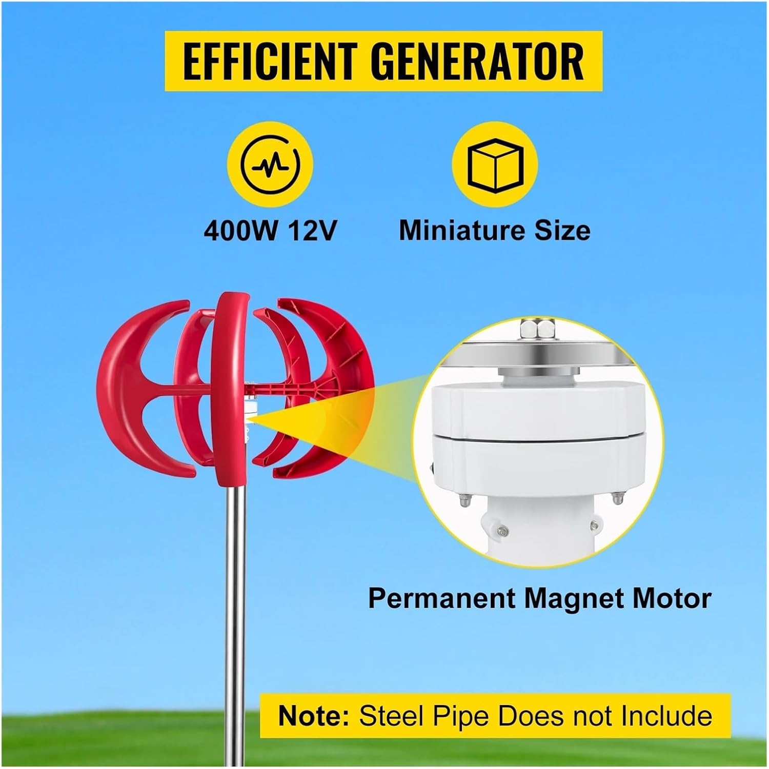 Vertical Axis Wind Turbine Generator 12V 100W/400W/600W tive Energy Generator Small Windmill with Controller Low Starting Speed for Home(100W)