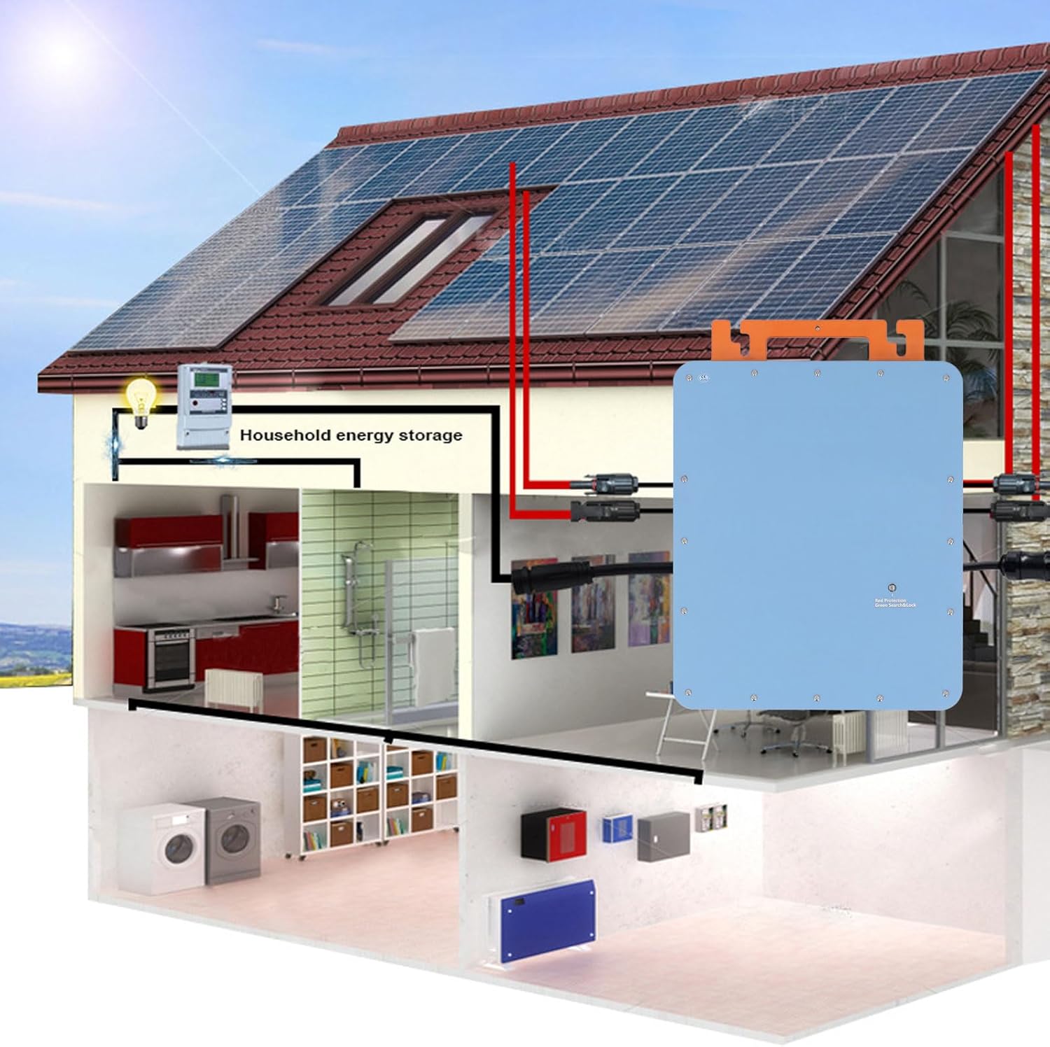 Yunseity Solar Micro Inverter 2000W Single Phase Kit, WiF Control, Meter, Maximum Power Point Tracking, Aluminum Alloy, IP66 Water Proof, 22V-48V MPPT (US Plug 120V)