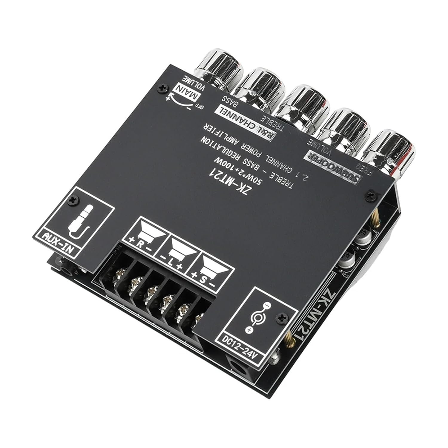 MT21 2.1 Channel 5.0 Digital Audio Amplifier Board 100W+50W+50W Subwoofer Stereo Sound Amplifier Bass AMP Module AUX(Type A)