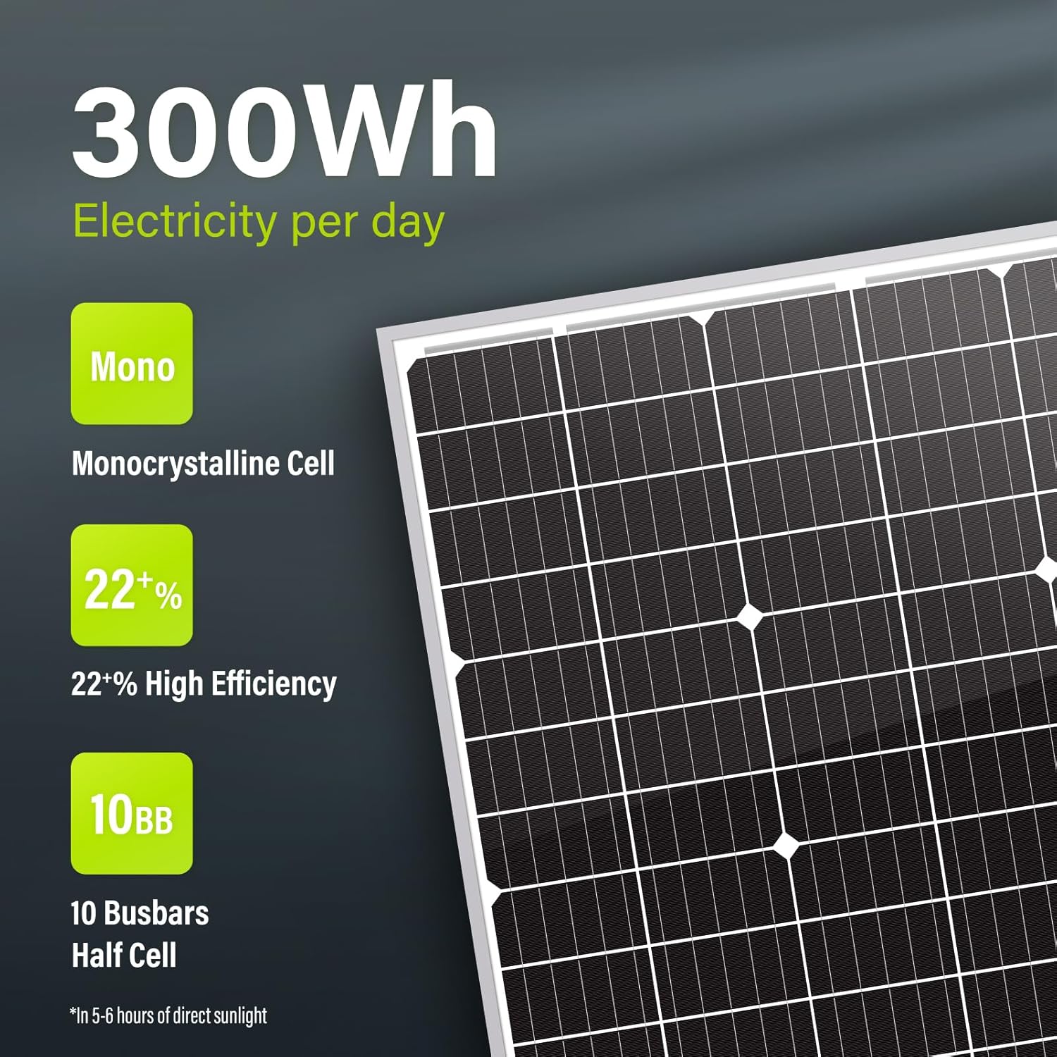 Newpowa 10BB 60 Watt 24 Volt Solar Panel High-Efficiency Monocrystalline PV Module Designed for 24V Off Grid System, Charge Your Battery of RV, Boat, Camper, Trailer, Gate Opener