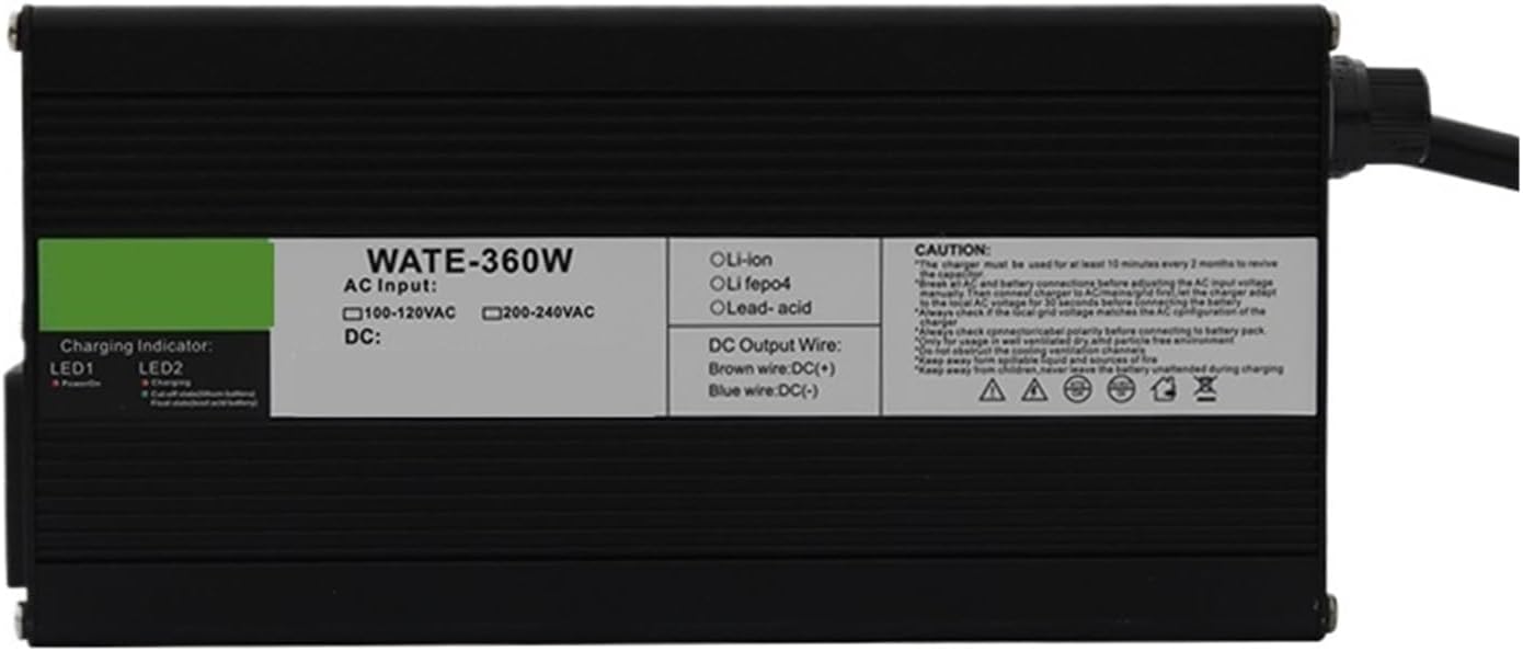 Charger Aluminum Lithium Ion Battery 50.4V 5A Charger 12S 44.4V Li-ion Battery Smarts Charger Lipo/LiMn2O4/LiCoO2 Battery Charger with Fan Aluminum Case(3P GX16,U.K)