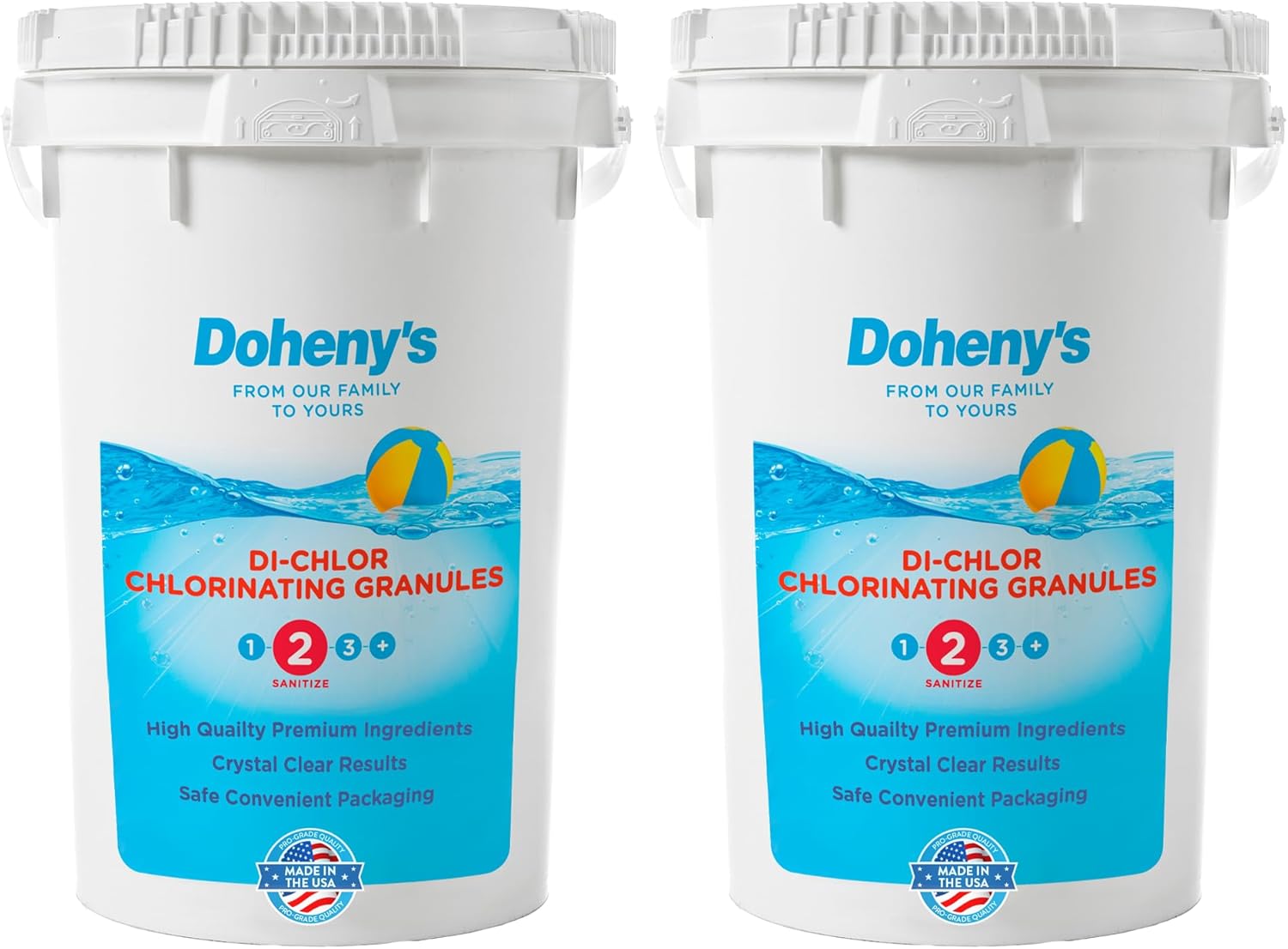 Doheny's Di-Chlor Granular Chlorine | Pro-Grade 3-in-1 Pool Sanitizer, Shock & Algaecide | Fast-Dissolving, Calcium-Free | 99.5% Sodium Dichlor, 56% Stabilized Chlorine | 100lb (2 x 50lb Buckets)