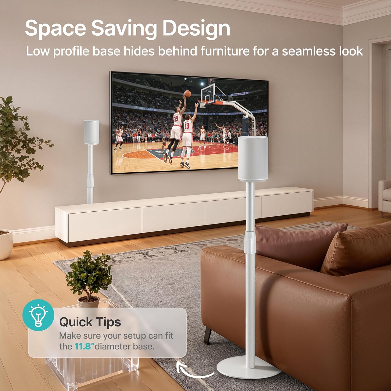 Speaker Stands Pair for Sonos Era 100 and Era 300, Height-Adjustable from 26.9