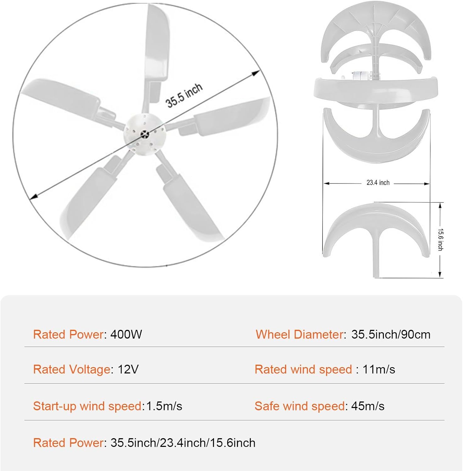 Vertical Wind Generator | 5 Leaves Wind Generators Home,Silent Efficient Wind Generators for Home Street, Harnessing 360-Degree Wind Direction for Home Street