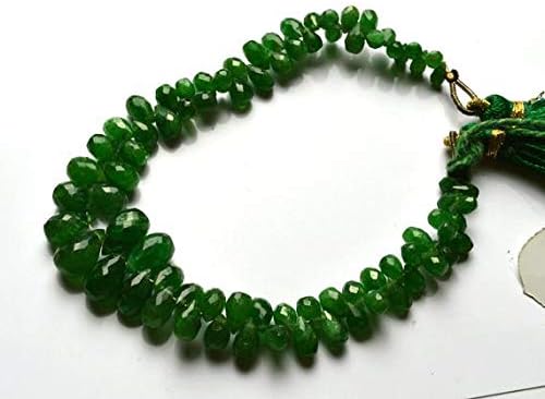 1 strand natural 6.5 inches full strands green garnet tsavorite faceted drop shape briolettes beads super 3 to 10 mm