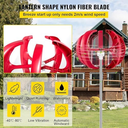 High-Efficiency 15000W/20000W Vertical Wind Turbine Generator Kit - 5-Blade Lantern Style, 12V/24V/48V Renewable Energy Solution for Home & Off-Grid Power Systems