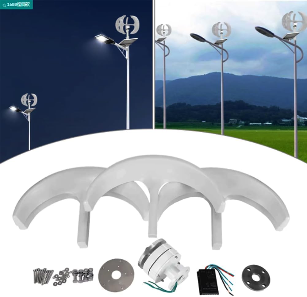 220V,12000W Vertical Wind Power Turbine Generator Kit,12V 24V 48V 220V 3 Blades Vertical Axis Windmill for Home Street Lamps with Charge Controlle (White)
