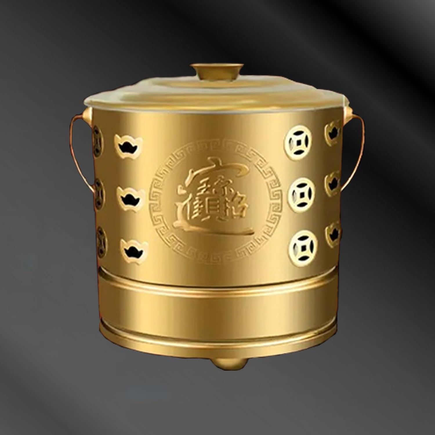 Fire Pit Metal Incinerator Furnace Stainless Steel Incinerator Burn Barrel with Ventilation Hole Design Paper Basin Incinerator with Combustion Rack Outdoor Fire Pit with Carrying Handle.(Frosted gold