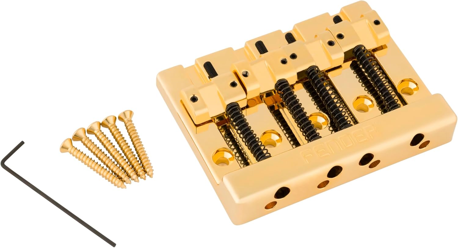 Fender HiMass 4-String Bass Bridge Assembly With Zinc Saddles, Gold