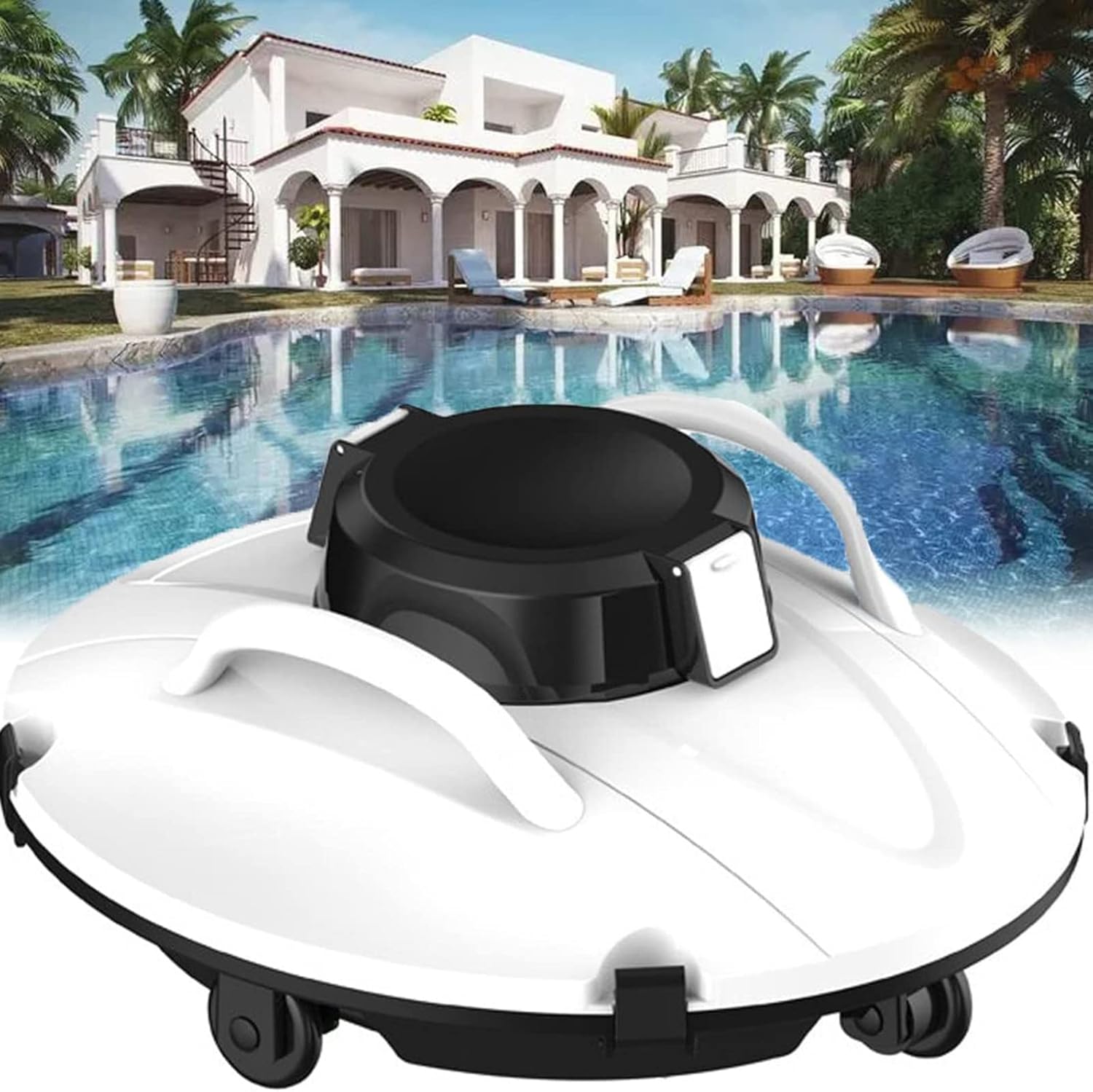 HNCXHX Cordless Automatic Pool Cleaner,Automatic Vacuum Cleanerfor Above Ground Pool & Inground Swimming Pool,Strong Suction 2 Motors,90 Mins Runtime,for Above Ground Flat Pool