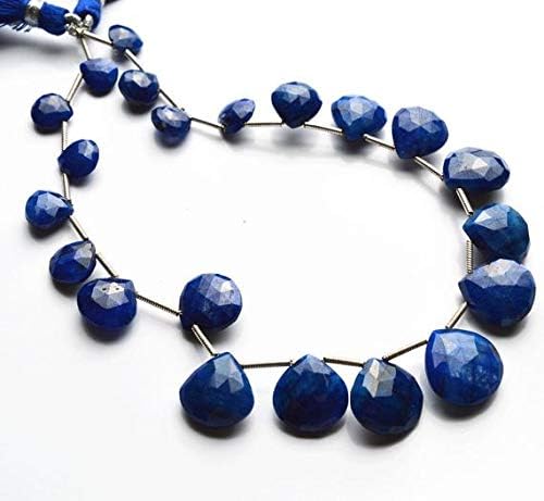 1 strand natural 9.5 inches natural,super rare blue sapphire faceted heart shape beads briolettes 8 to 13 mm
