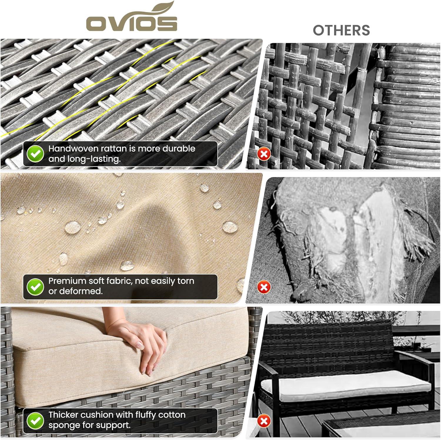 ovios 8 Pieces Patio Furniture Set with 54