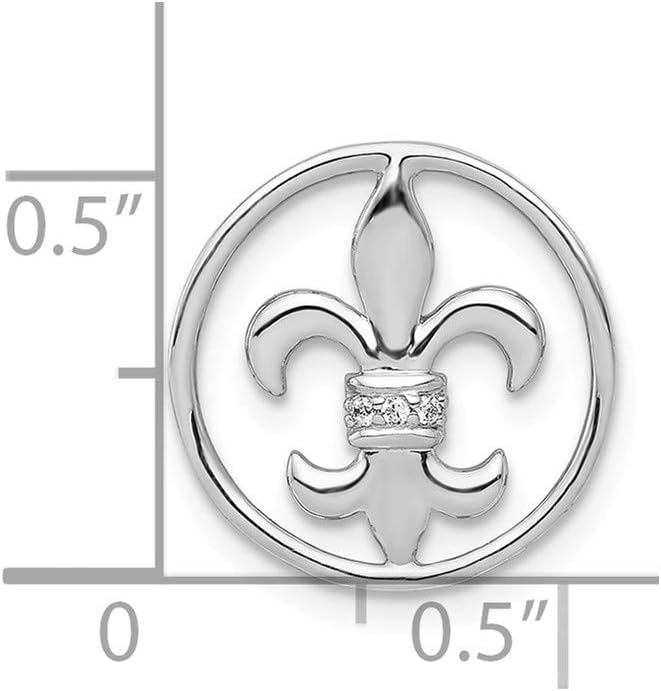 Jewels By Lux 14k White Gold .01ct. Diamond Fleur De Lis Chain Slide
