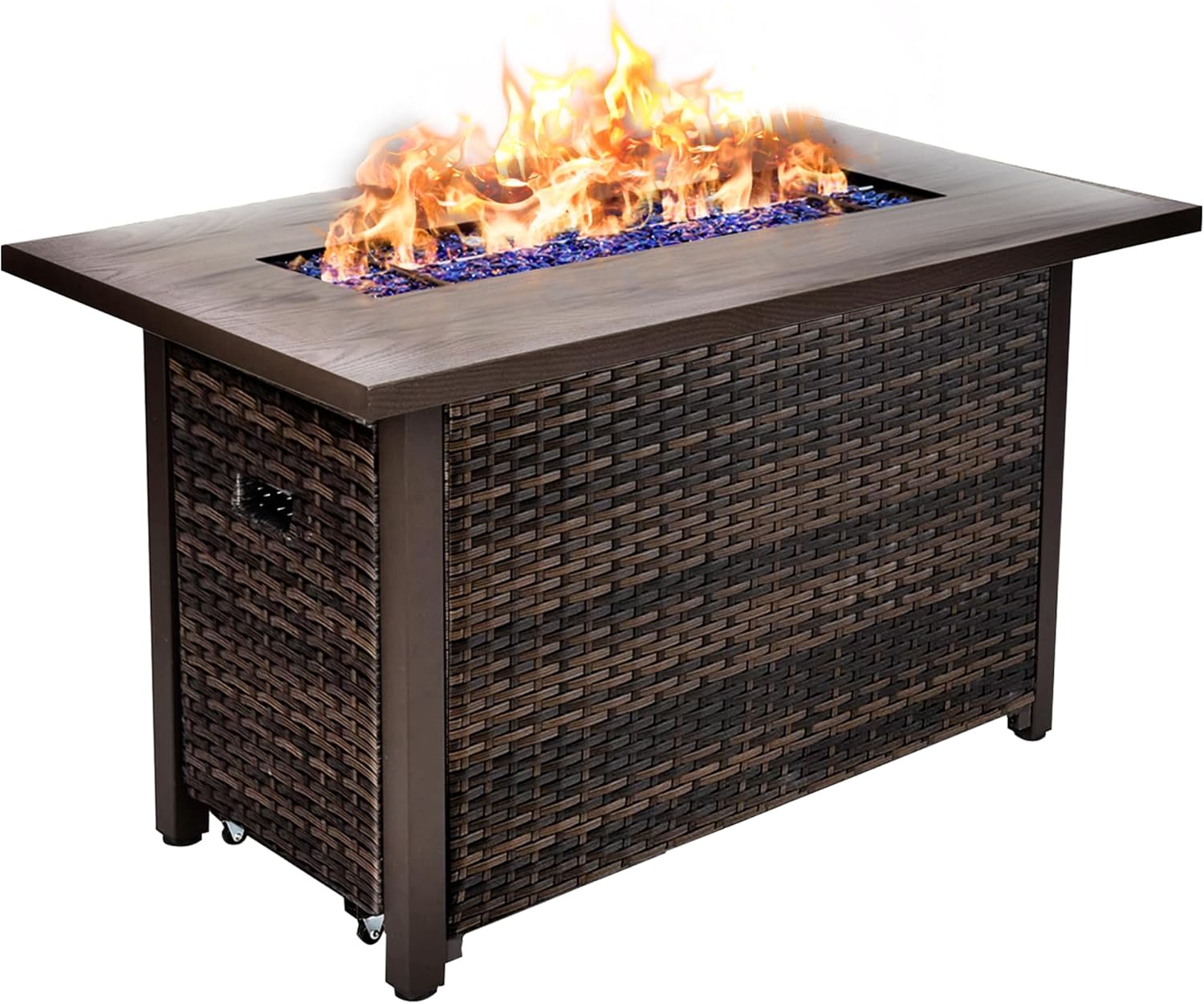 42 Inch Propane Fire Pit Table, 50,000 BTU Outdoor Gas Fire Pits with Removable Lid, 2 in 1 Rectangular Firepit Table for Outside Patio Deck and Garden