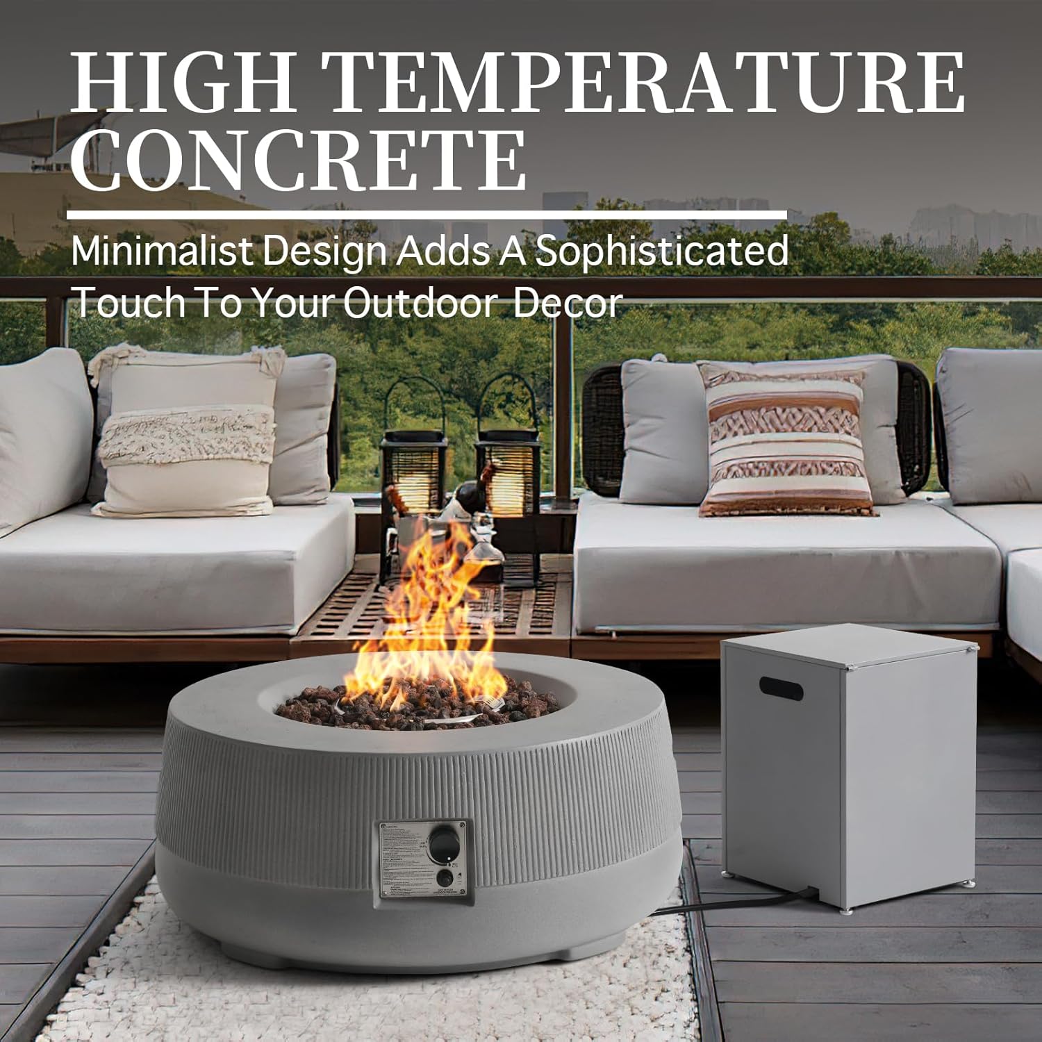 36'' Outdoor Propane Firepit Table Set, Round Gas Fire Pit, 50,000 BTU with Tank Holder