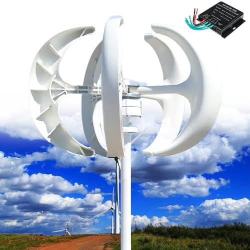 12000W Wind Turbine Generator Kit - 5 Blade Vertical 3 Phase AC Permanent Magnet, 12V/24V/48V/110V/220V, Controller Included, Ideal for Hybrid Wind Solar Systems, Red 110V