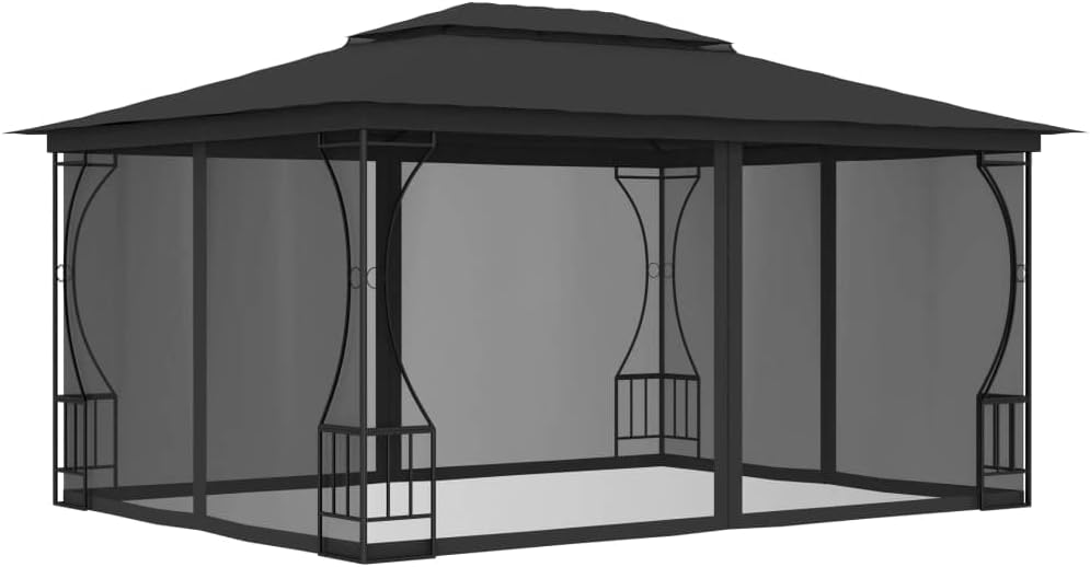 Gazebo with Nets 9.8'x13.1'x8.7' Anthracite,Spacious and Durable Outdoor Gazebo for Parties and Events Outdoor Structures, Outdoor Canopies, Gazebos