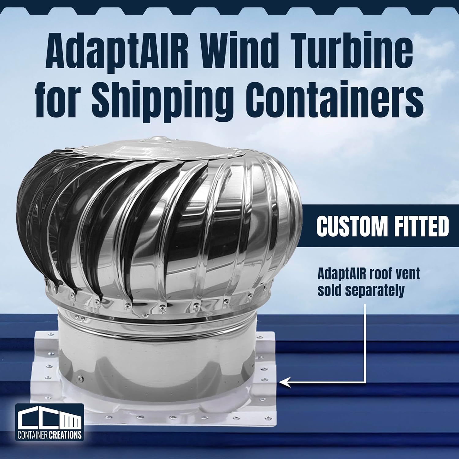 AdaptAIR Wind Turbine for Shipping Containers - Designed for Conex Container, Shipping Container House Ventilation - Features a Durable Whirlybird Roof Turbine for Ventilation by Container Creations