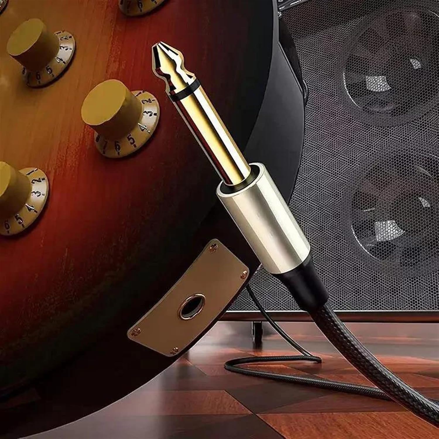 Guitar Audio Cable 1/4 Inch Guitar Instrument Cable 6.35mm Male to Male Mono Cord for Guitar Piano Bass Keyboard Speaker Amplifier(Pack of 3,300Cm)
