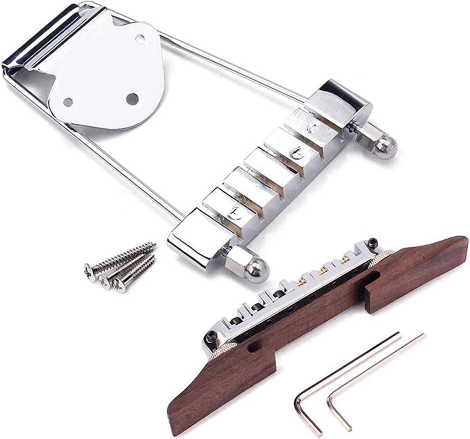 6 String Guitar Rosewood Bridge Height Adjustable Tailpiece for Bass Guitar Parts Silver Electric Guitar Bridge