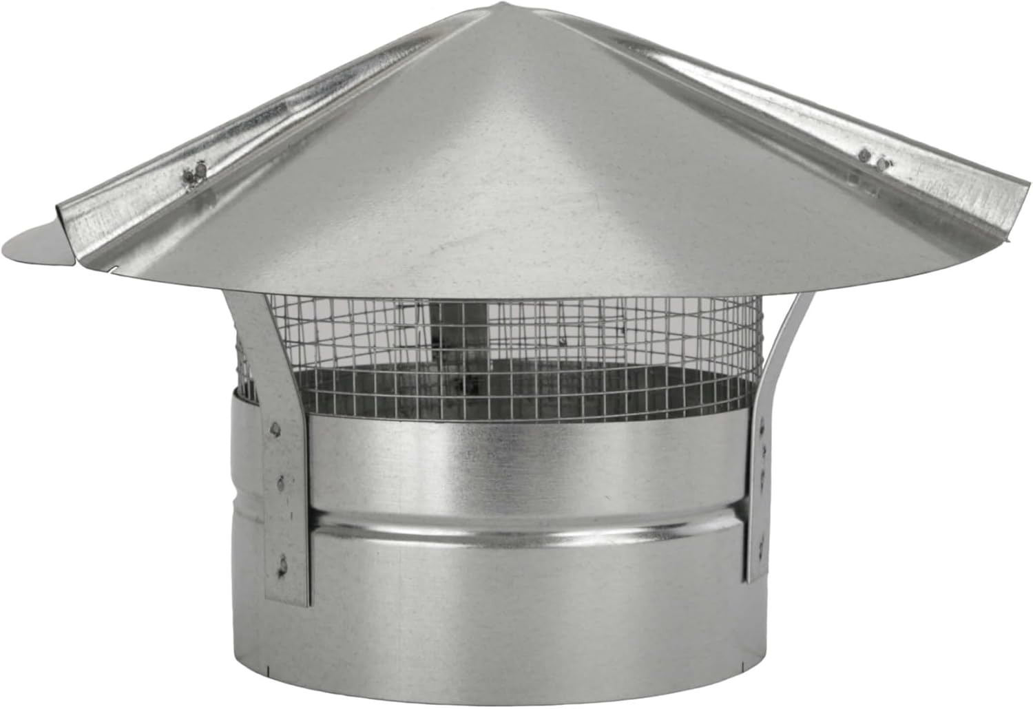 Cone Top Chimney Cap with Screen (8 Inch), Silver