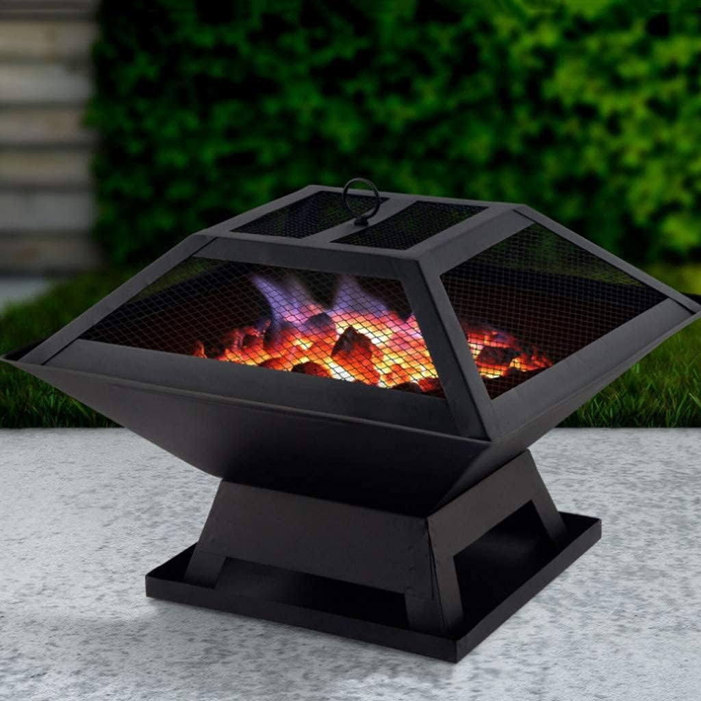 Garden Fire Pit Grill Bowl Grill Barbecue Rack Outdoor Fire Pit BBQ Grill Brazier Portable Table Stove Backyard Garden Camping Barbecue Party for Family